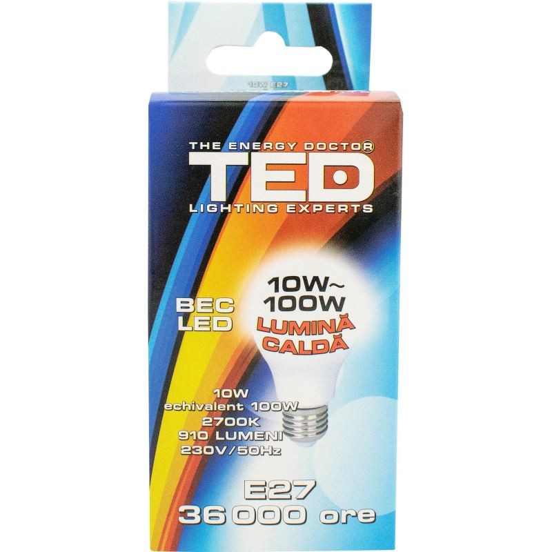 Bec LED E27, 10W, 2700K, 36.000h