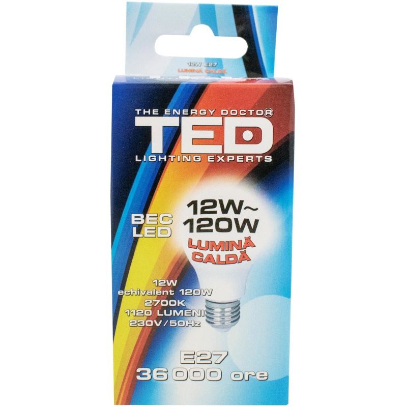 Bec LED E27, 12W, 2700K, 36.000h