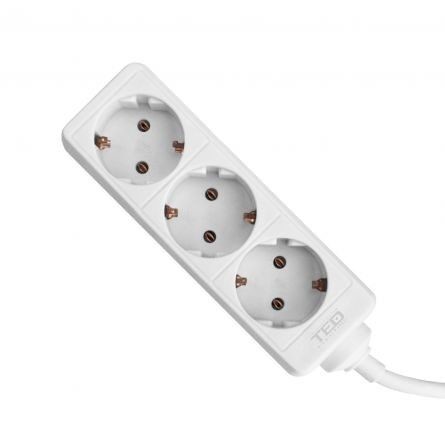 Prelungitor 5m, 3 prize schuko, Alb