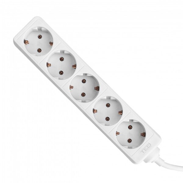 Prelungitor 5m, 5 prize schuko, Alb