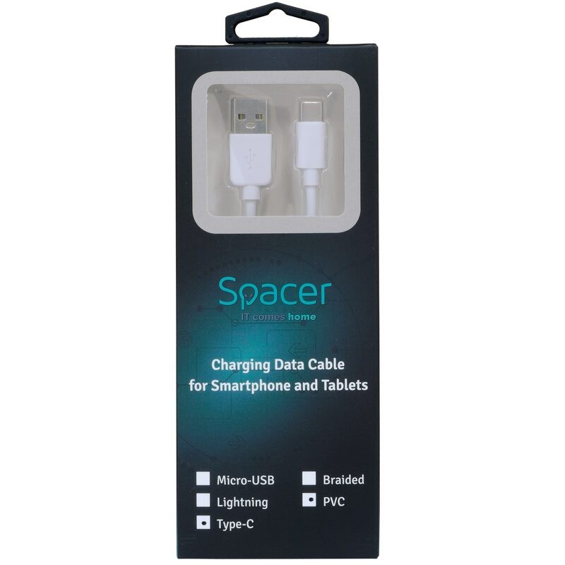 Cablu SPACER USB la tip C, 50cm, alb (5949046610123)