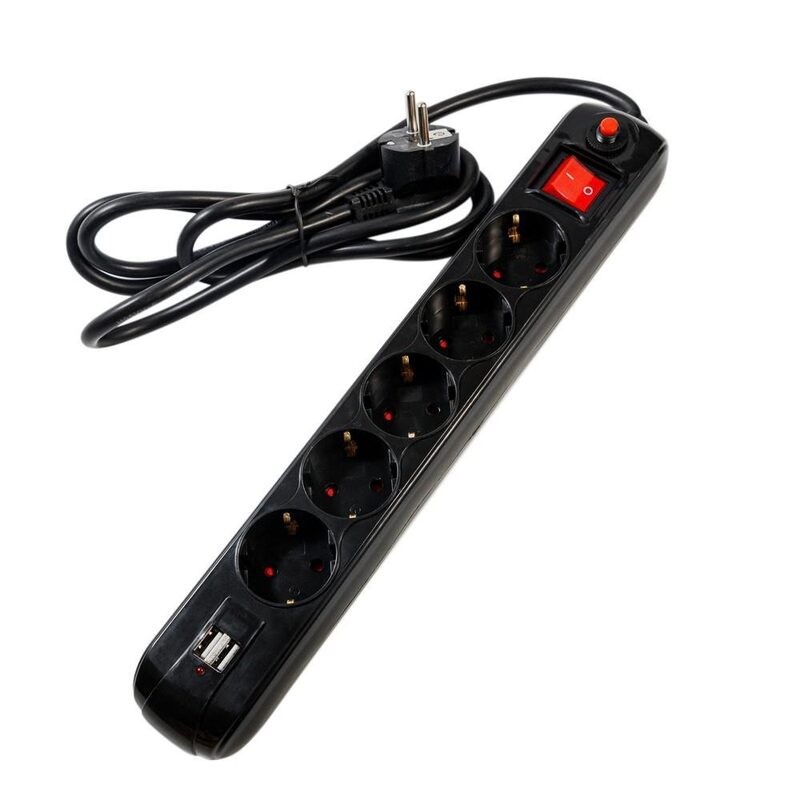 Prelungitor SPACER, 3m, 5 prize schuko, 2 x USB