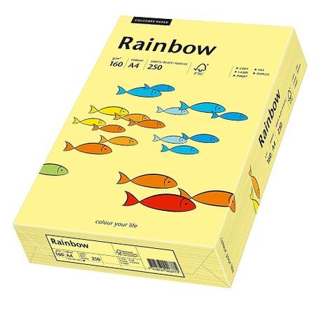 Carton A4 Rainbow, 160 g/mp,  250 coli/top, galben pastel