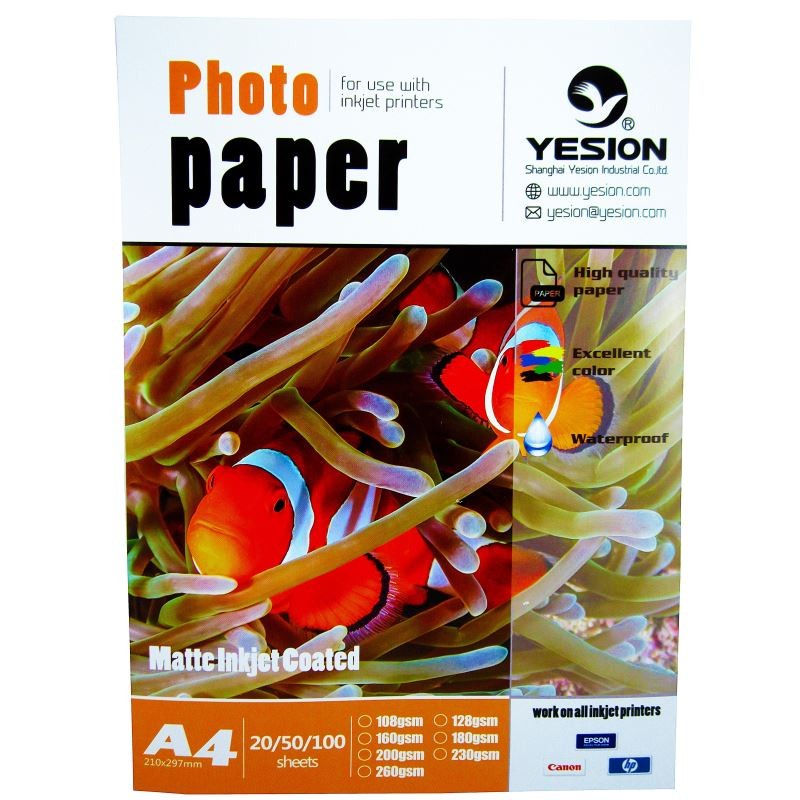 Hartie foto Yesion Matte A4, 180 g/mp, 20 coli/pachet