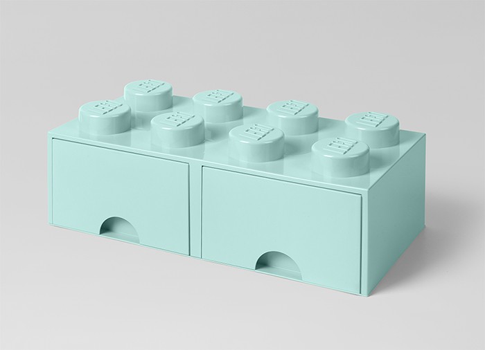 Cutie depozitare LEGO 2x4 cu sertare, aqua (40061742)