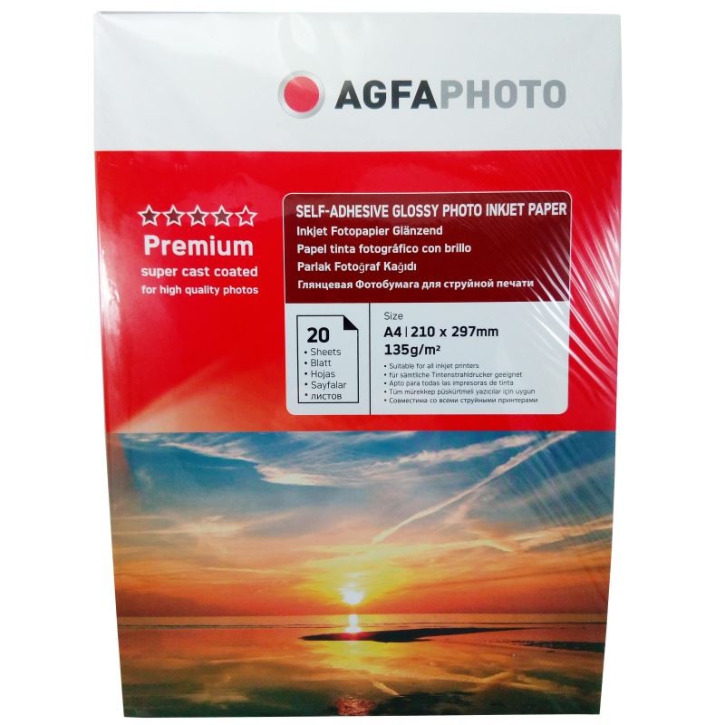 Hartie foto Agfa Self-Adhesive Glossy A4, 135 g/mp