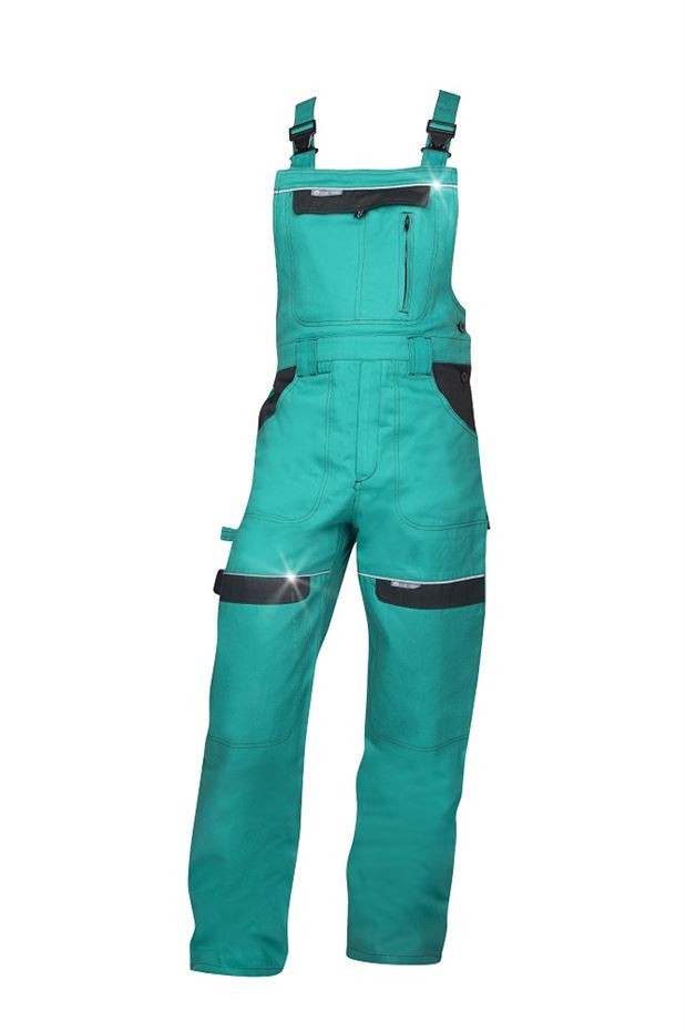 Pantaloni de lucru cu pieptar PROFESIONALI COOL TREND VERDE-NEGRU H8105 