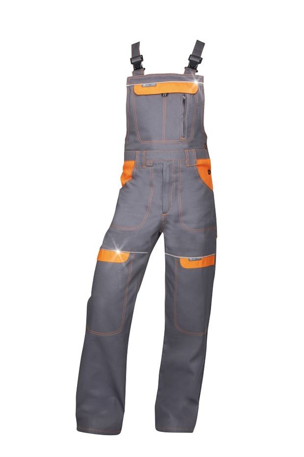 Pantaloni de lucru cu pieptar PROFESIONALI COOL TREND GRI-PORTOCALIU H8408 