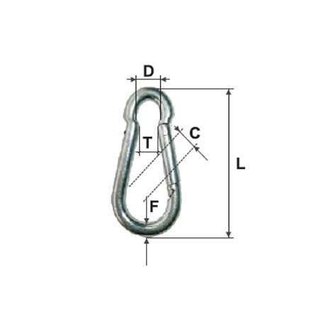 CARABINA ZINCATA CU CLAPETA 10MM13MM/12/15MMX100MM