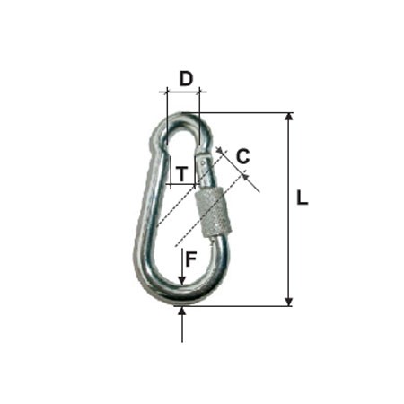 CARABINA ZINCATA CU FILET 6MM8MM/8/9MMX60MM