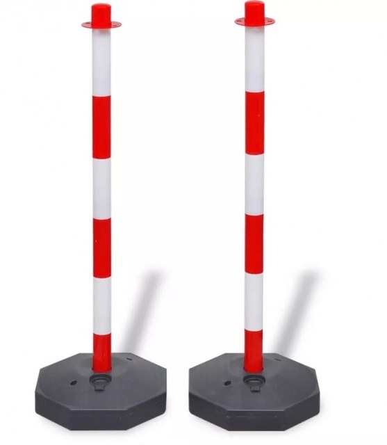 Stâlp ancorare lanț delimitare cu bază, roșu-alb, 90 cm S2001
