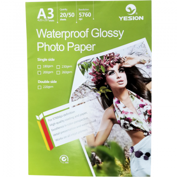 Hartie foto Yesion Waterproof Glossy A3, 200 g/mp, 20 coli/pachet