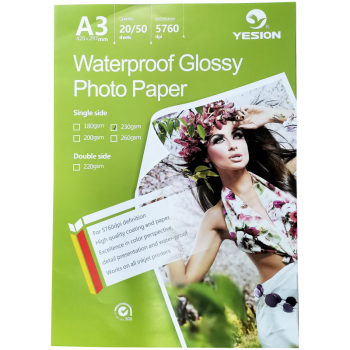 Hartie foto Yesion Waterproof Glossy A3, 230 g/mp, 20 coli/pachet