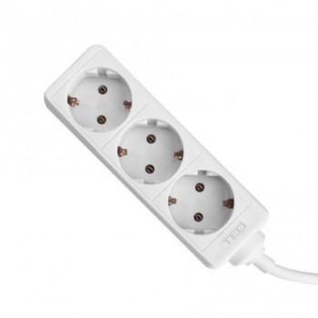 Prelungitor 3m, 3 prize schuko, Alb