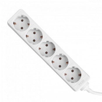 Prelungitor 5m, 5 prize schuko, Alb