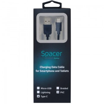 Cablu SPACER USB la tip C, 100cm, negru (5949046610109)