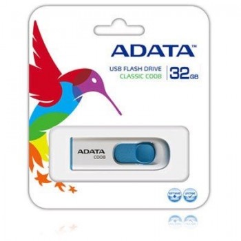 Memorie USB ADATA, 32GB, capac retractabil, Alb (AC008-32G-RWE)