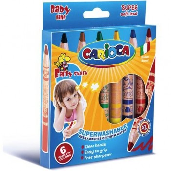 Set creioane cerate Carioca Baby Jumbo si ascutitoare, 6 bucati