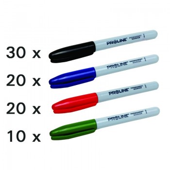 MARKERE SCURTE COLOR (N-30/A-20/R-20/V-10), 80/SET