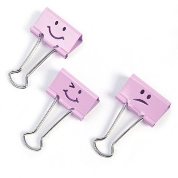 Clipsuri metalice Rapesco Emoji, 32 mm, roz, 20 bucati/set