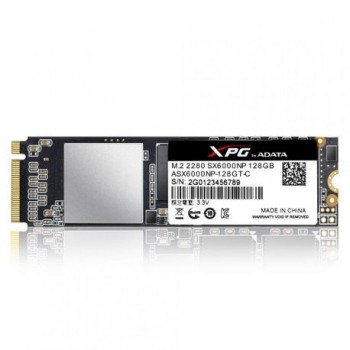 SSD ADATA XPG SX6000, 128GB, M.2-2280, PCI Express 3.0 x2 NVMe, 3D TLC, R/W speed 1000MBs/800MBs