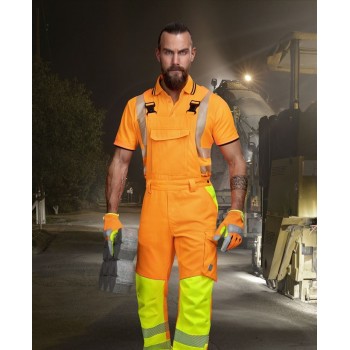 Pantaloni reflectorizați cu pieptar SIGNAL portocaliu H5905 