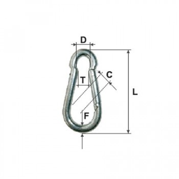 CARABINA ZINCATA CU CLAPETA 5MM7MM/6/8MMX50MM