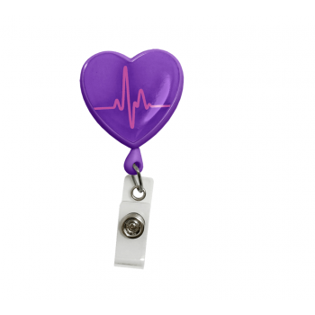 Ecuson retractabil 'Purple EKG Heart'