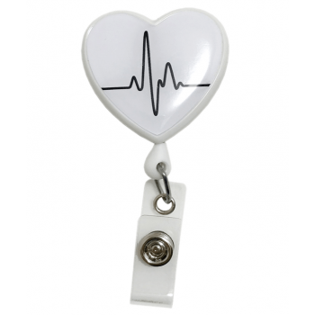 Ecuson retractabil 'White EKG Heart'