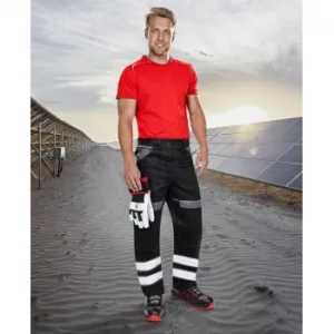 Pantaloni de lucru PROFESIONALI COOL TREND CU BENZI REFELECTORIZANTE negre-gri H8937