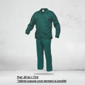 Salopeta de lucru ( set pantalon CU PIEPTAR + jacheta ) COMANDA SPECIALA - VERDE